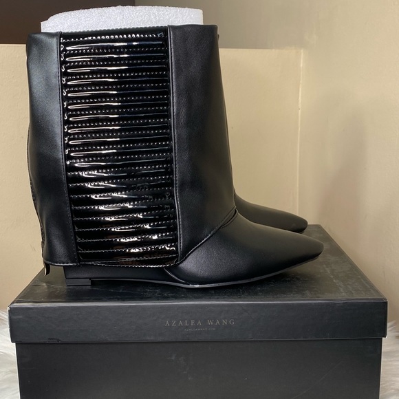 Azalea Wang Black Patent Wedge Bootie - Picture 2 of 11